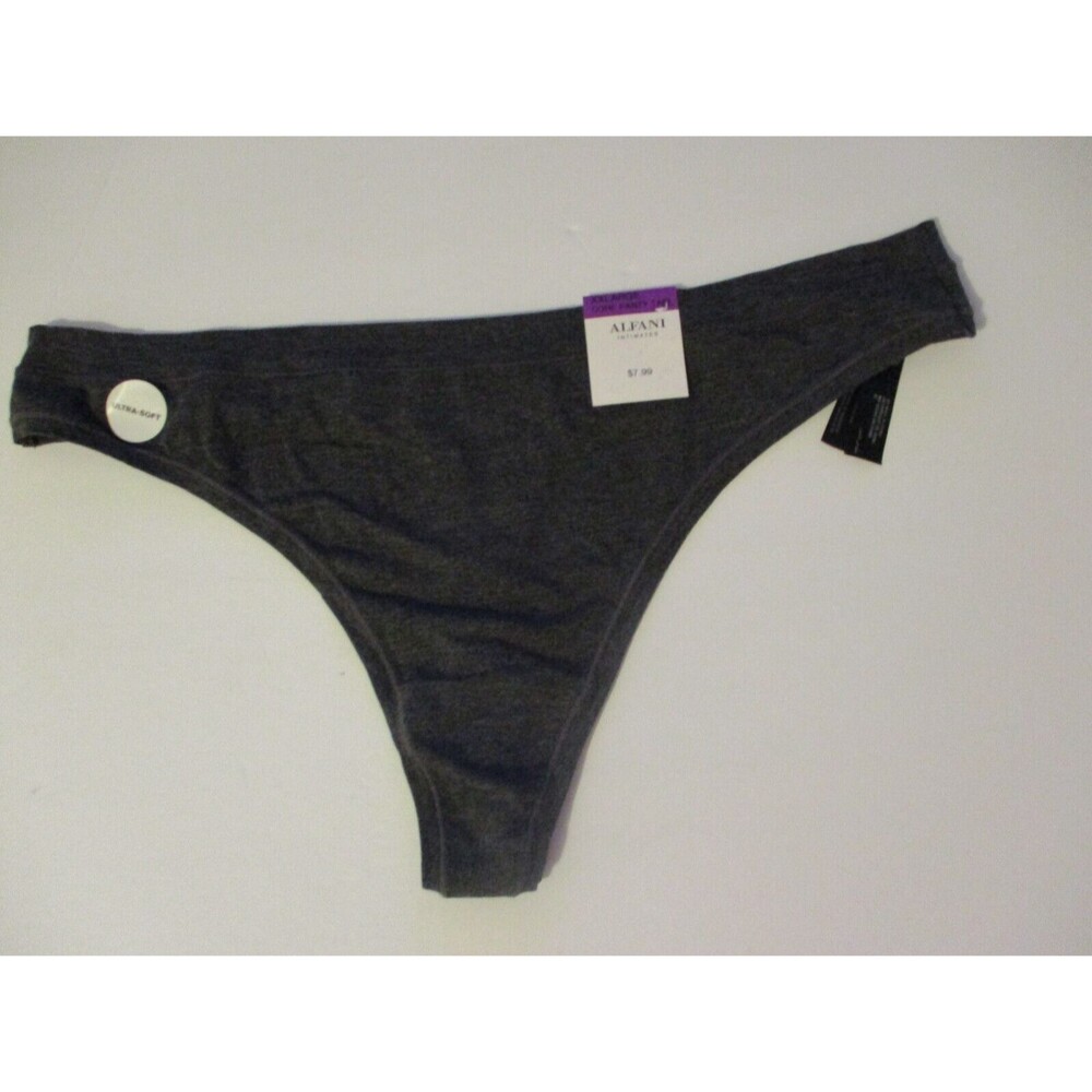 Alfani Ultra Soft Thong Panty Underwear Gray Stretch Womens Sz XXL Cotton